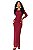 Vestido Iconic justo marsala, com mangas longas em tule - Imagem 1