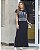 Vestido Preto Longo estampado "Mais de Deus, Menos de Mim" em Branco, com Fenda Lateral 100% Algodão - Imagem 5