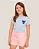 Conjunto Infantil Shorts Rosa c/ Camiseta Stitch Azul 2 ao 14 - Imagem 4