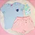 Conjunto Infantil Shorts Rosa c/ Camiseta Stitch Azul 2 ao 14 - Imagem 3