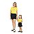 Conjunto verão Mãe e Filha: Shorts Preto com Camiseta Amarela 'Cultive Pensamentos Positivos' - Tamanhos 2 ao GG - Imagem 4