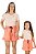 Conjunto verão Mãe e Filha salmão claro Snoopy e shorts babado - Tamanhos 2 ao GG - Imagem 3