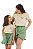 Conjunto verão Mãe e Filha Camiseta Bordada 'Seja leve' e Shorts com babados - Tamanhos 2 ao GG - Imagem 5