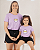 Conjunto verão Mãe e Filha: Short preto boxer e Camiseta lilás smile - Tamanhos 2 ao GG - Imagem 1