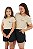 Conjunto verão Mãe e Filha Camiseta Bordada 'seja leve' e Shorts boxer preto - Tamanhos 2 ao GG - Imagem 3