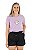 Conjunto verão Feminino: Shorts Preto e Camiseta lilás Smile - Imagem 2