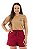 Conjunto verão Feminino: Short Bordô e Camiseta Capuchino bordado de cereja - Imagem 1