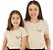Kit Mãe e Filha Camiseta Bege Bordada Que Seja Leve - Tamanhos 2 ao G3 - Imagem 2