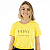 T-Shirt verão Feminina Adulta camiseta Amarela cultive pensamentos positivos P ao G3 - Imagem 1