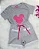 Conjunto Infantil Short Cinza c/ Camiseta Cinza Rosa 2 ao 14 - Imagem 1