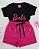 Conjunto Infantil Barbie Preto c/ Shorts Pink 2 ao 14 - Imagem 1