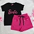Conjunto Infantil Barbie Preto c/ Shorts Pink 2 ao 14 - Imagem 4
