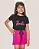 Conjunto Infantil Barbie Preto c/ Shorts Pink 2 ao 14 - Imagem 2