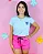 Conjunto Infantil Stitch Azul c/ Short Pink 2 ao 14 - Imagem 3