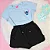 Conjunto Infantil Stitch Azul c/ Shorts Preto 2 ao 14 - Imagem 2