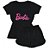 Conjunto Feminino camiseta Preta Barbie +Short Boxer P ao GG - Imagem 1
