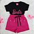 Conjunto Feminino camiseta preta barbie +Short pink P ao GG - Imagem 2