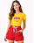 Conjunto verão infantil menina ursinho pooh shorts vermelho - Imagem 2