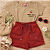Conjunto Infantil Menina camisa cereja Shorts bordô 2 a 14 - Imagem 1