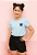 Conjunto Infantil Menina Camisa Azul Stitch Shorts Preto 2 a 14 - Imagem 3