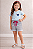 Conjunto Infantil Menina Camisa Azul Stitch Shorts Mescla 2 a 14 - Imagem 3