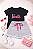 Conjunto Infantil Menina Camisa Preta Barbie Shorts Mescla  2 a 14 - Imagem 2