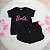 Conjunto Infantil Menina Camisa Preta Barbie Shorts Preto 2 a 14 - Imagem 2