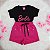 Conjunto Infantil Menina Camisa Preta Barbie Shorts Pink 2 a 14 - Imagem 1