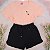 Conjunto Infantil Menina Camisa Salmão Snoopy Shorts Preto 2 a 14 - Imagem 1