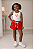 Conjunto Infantil Menina Regata Branca Coração Shorts vermelho 2 a 14 - Imagem 3