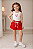 Conjunto Infantil Menina Regata Branca Coração Shorts vermelho 2 a 14 - Imagem 4