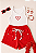 Conjunto Infantil Menina Regata Branca Coração Shorts vermelho 2 a 14 - Imagem 2