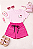 Conjunto Infantil Menina Camisa Rosa Hello Kitty Shorts Pink  2 a 14 - Imagem 3