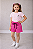 Conjunto Infantil Menina Camisa Rosa Hello Kitty Shorts Pink  2 a 14 - Imagem 4