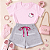 Conjunto Infantil Menina Camisa Rosa Hello Kitty Shorts Mescla 2 a 14 - Imagem 1