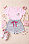 Conjunto Infantil Menina Camisa Rosa Hello Kitty Shorts Mescla 2 a 14 - Imagem 3