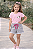 Conjunto Infantil Menina Camisa Rosa Hello Kitty Shorts Mescla 2 a 14 - Imagem 4