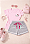 Conjunto Infantil Menina Camisa Rosa Hello Kitty Shorts Mescla 2 a 14 - Imagem 2