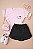 Conjunto Infantil Menina Camisa Rosa Hello Kitty Shorts Mescla 2 a 14 - Imagem 3