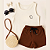Conjunto Verão Infantil Meninas Regata Capivarta Shorts Marrom - Imagem 1