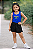 Conjunto Verão Infantil Meninas Regata Azul Brasil Shorts Preto - Imagem 3