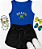 Conjunto Verão Infantil Meninas Regata Azul Brasil Shorts Preto - Imagem 1