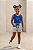 Conjunto Verão Infantil Meninas Regata Azul Brasil Shorts Mescla - Imagem 4
