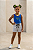 Conjunto Verão Infantil Meninas Regata Azul Brasil Shorts Mescla - Imagem 3