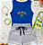 Conjunto Verão Infantil Meninas Regata Azul Brasil Shorts Mescla - Imagem 1