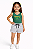 Conjunto Verão Infantil Meninas Regata Verde Brasil Shorts Mescla - Imagem 4