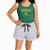 Conjunto Verão Infantil Meninas Regata Verde Brasil Shorts Mescla - Imagem 3
