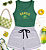 Conjunto Verão Infantil Meninas Regata Verde Brasil Shorts Mescla - Imagem 1