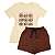 Conjunto Infantil Menina Camisa Capivara Shorts Marrom 2 a 14 - Imagem 3