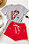 Conjunto Infantil Menina Camisa Mescla Minnie Shorts Vermelho 2 a 14 - Imagem 2